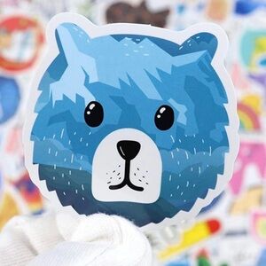 Geometric Blue Bear Sticker